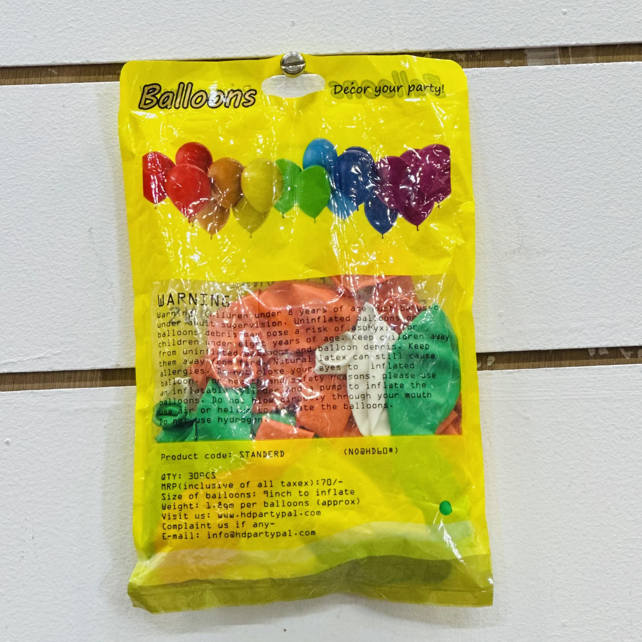 package of "Party Pal" brand balloons