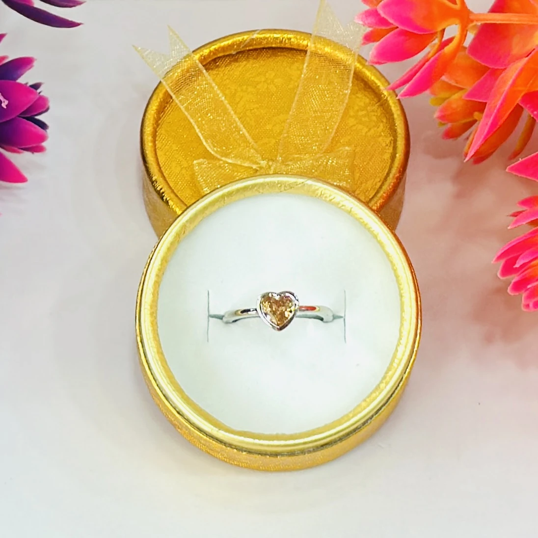 Heart shaped citrine ring set