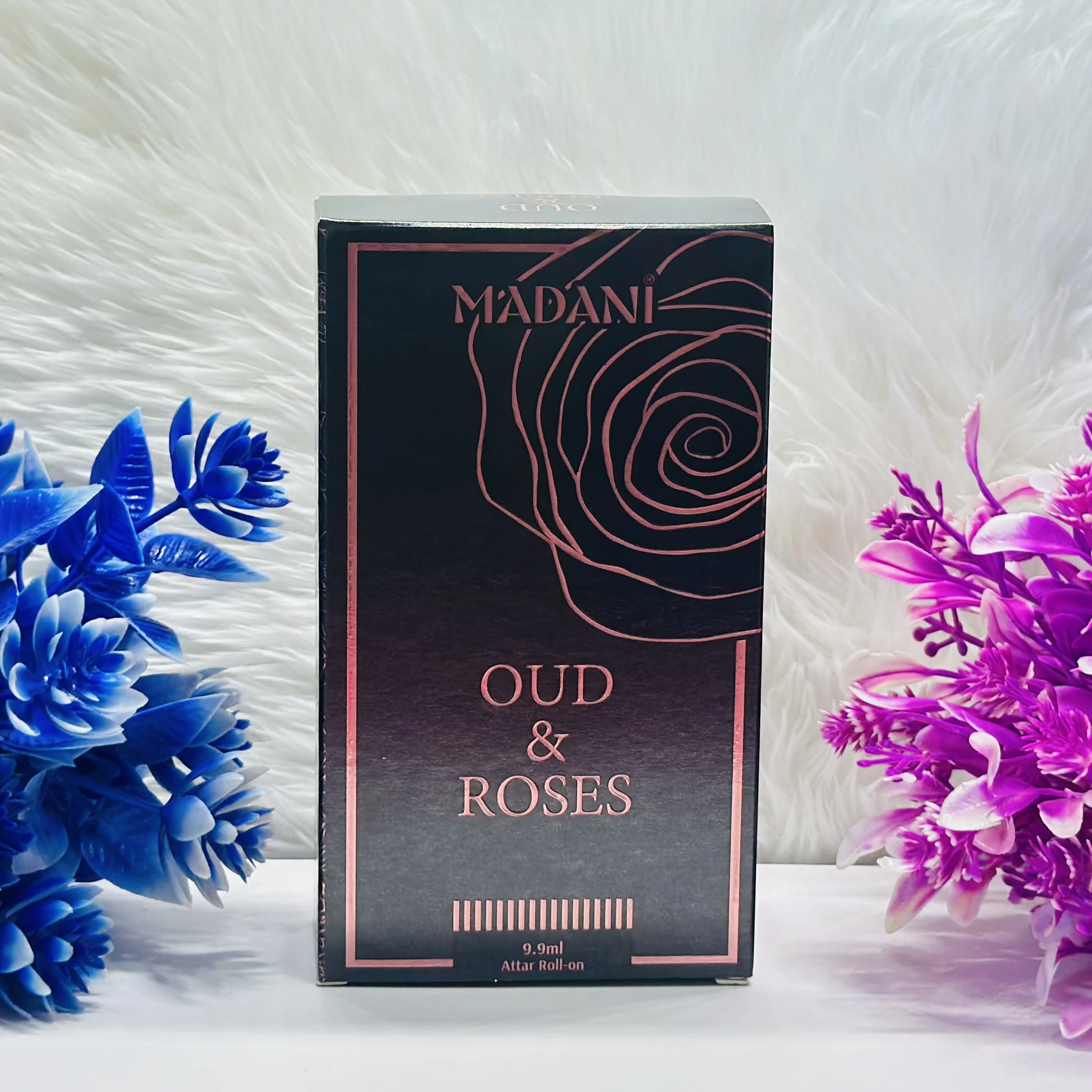 Madani Oud & Roses attar roll-on in the 9.9ml size.
