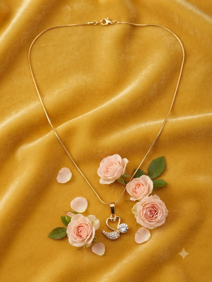 Moncheri Jewels gold-plated swan necklace